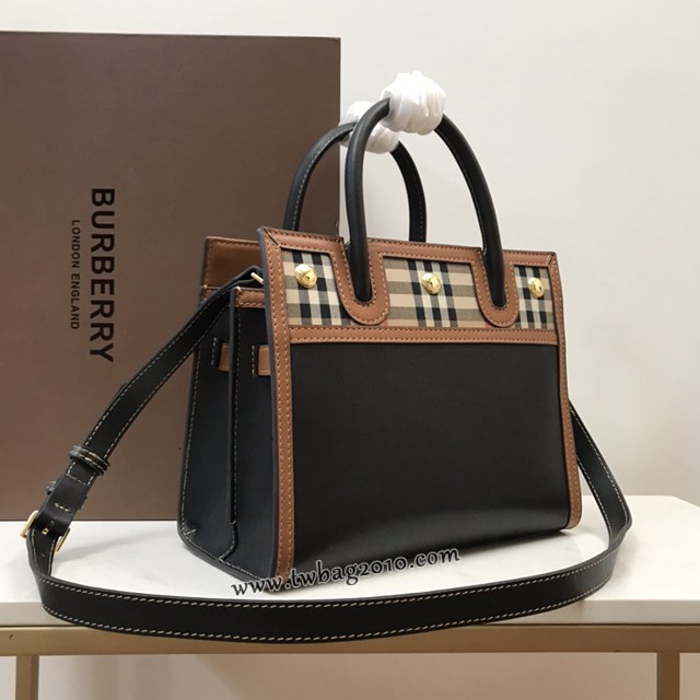 Burberry專門店新款小號Title泰爾勒手袋 巴寶莉Vintage復古格紋手提托特包肩背女包 yxb1508